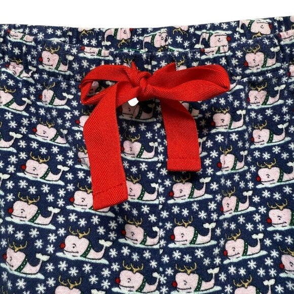VINEYARD VINES Holiday Lounge Pants Medium Christmas Whales Blue Cotton Flannel - Picture 2 of 7
